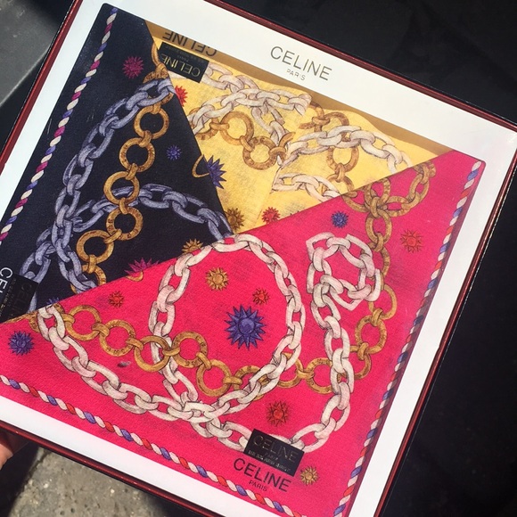 Celine Accessories - 3 CELINE Arc de Triomphe chain handkerchief or bag scarf or silk scarf